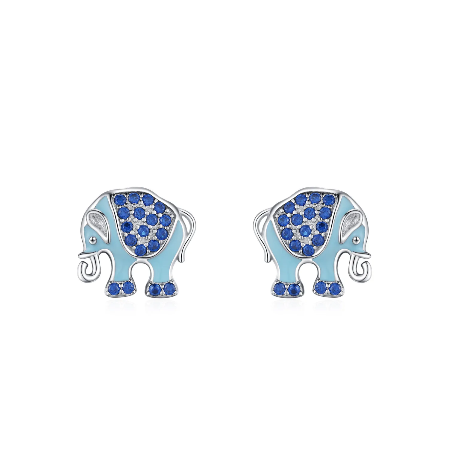 

Uniorsj 925 Sterling Silver Jewelry Lovely Animal Series Blue Enamel Elephant Stud Earrings for Women