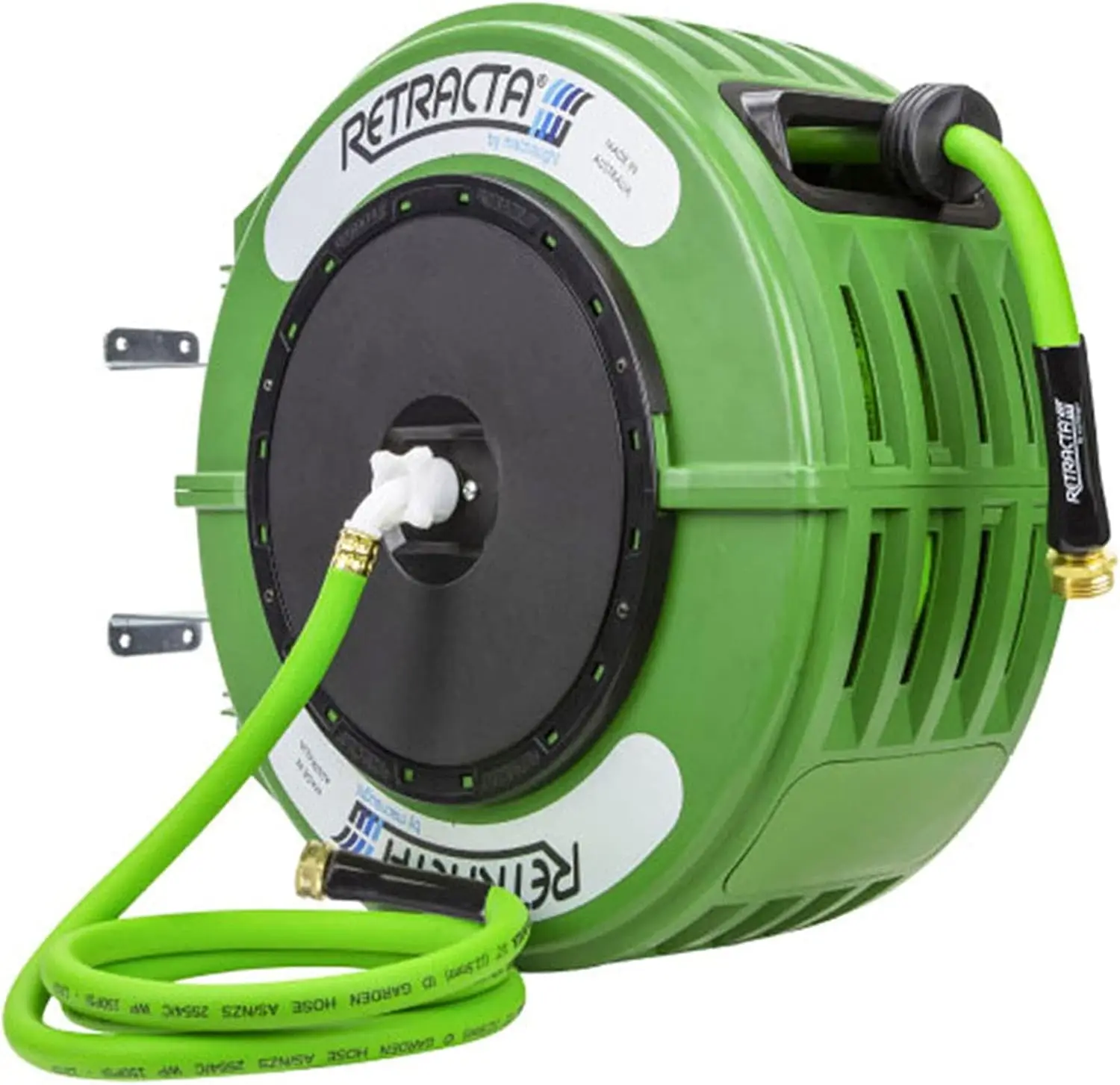 Macnaught Retractable Garden Hose Reel, 60 Ft Water Hose Reel Heavy Duty Retractable Hose With Metal 180° Swivel Rotation