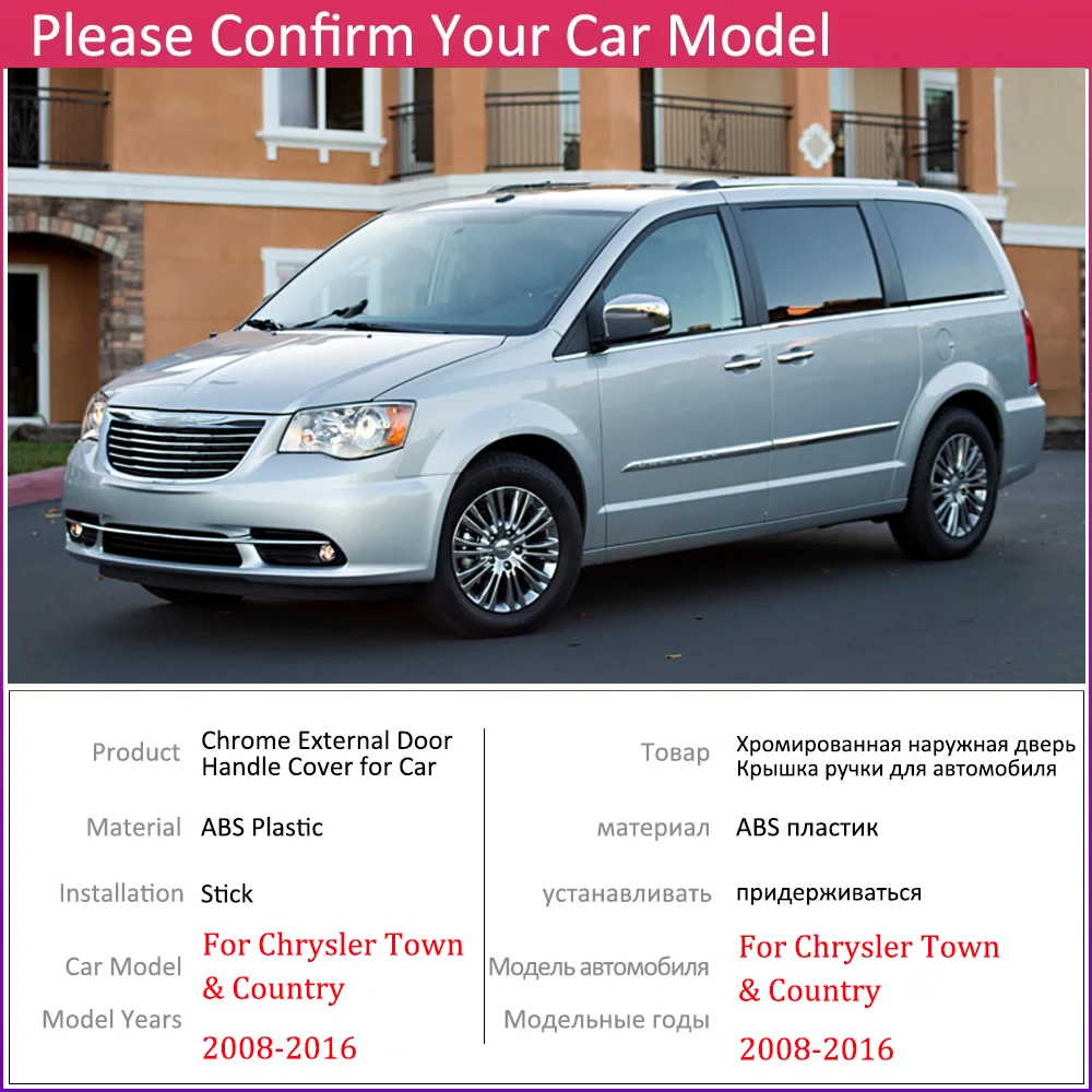 Car Door Handle Cover For Chrysler Town & Country 2008-2016 Lancia Grand Voyager Chrome Outside Trim Styling Sticker Accessories