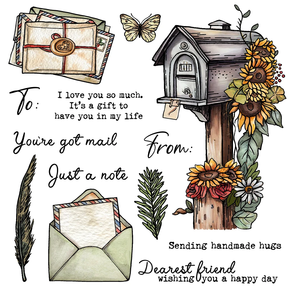 

Mangocraft Letters And Mailbox And Flower Cutting Dies Clear Stamps DIY Scrapbooking Metal Dies Silicone Stamps For Cards Albums