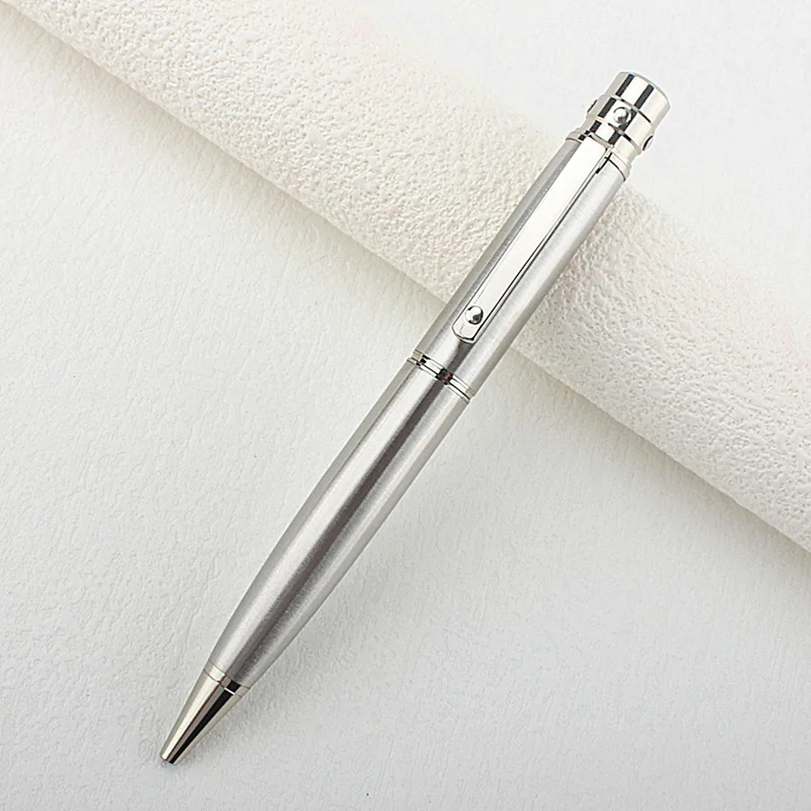 Bolígrafo de metal con patrones tallados de lujo, bolígrafos metálicos giratorios retráctiles a rayas, bolígrafo fresco