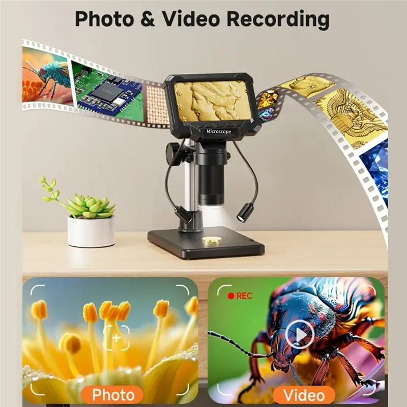AEE6-7Inch HD Video Microscope With Lights For PCB Repair, Coins, Plants Coin Collection Supplies