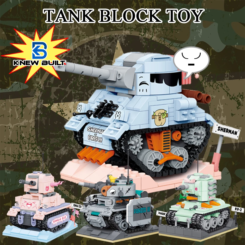 KNEW BUILT Military Mini Tank Building Blocks Kid Learning Toys Educational Bricks Model Construction Set for Children Restless