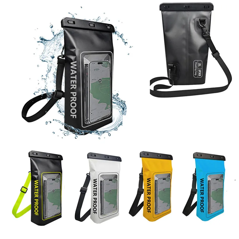 ドライバッグ スイミングパック タッチスクリーン アウトドア 防水 カヤック収納バッグ トレッキング ドリフト ラフティング サーフィン ボート バックパック 2L