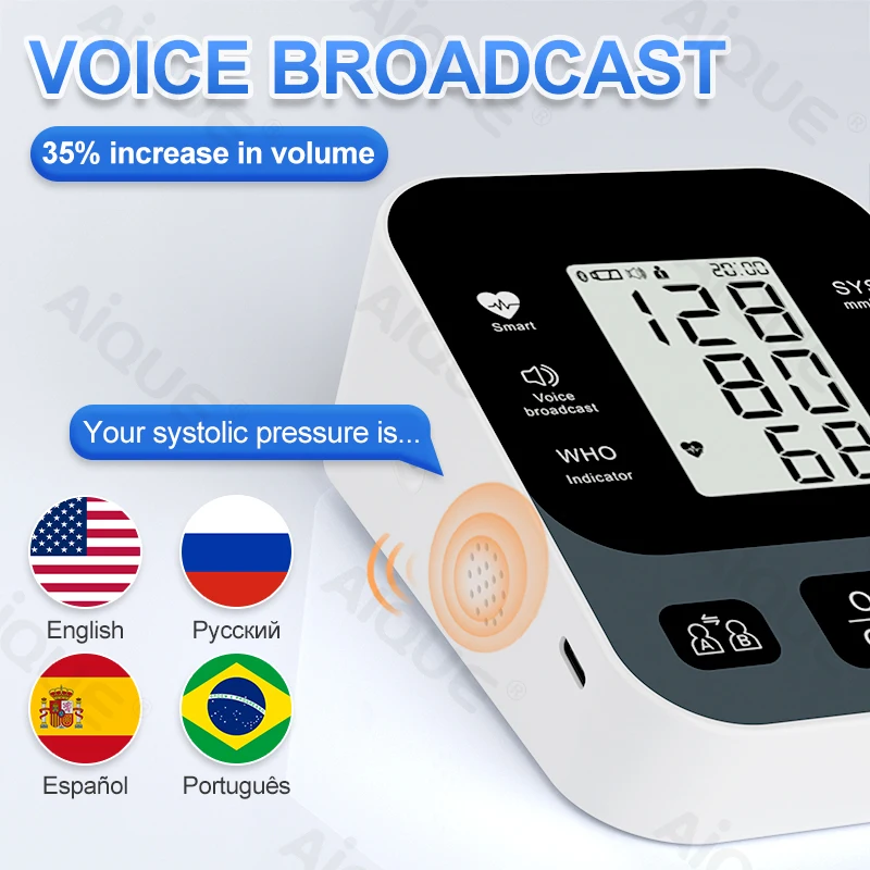 Multilingual Digital Arm Blood Pressure Monitor 32 Cuff Portable Medical Tonometer Baumanometer Device Tensiometer Of Spanish