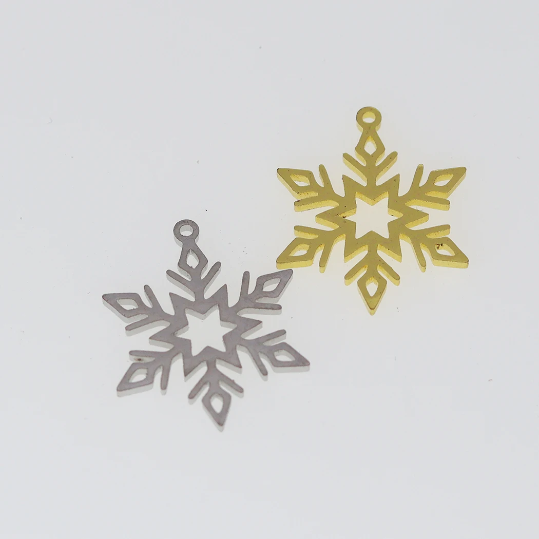 5PCS Cold Winter Snowflake Necklace Women DIY Charm Pendant Ice Christmas Collar Fashion Jewelry Pendant