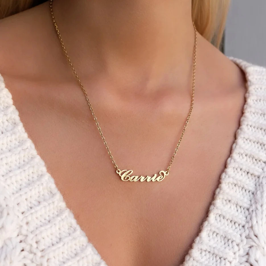 

Custom Name Gold Pendant Personalised Women Necklace Stainless Steel Any Letter Choker Female Fashion Party Jewelry Dropshipping