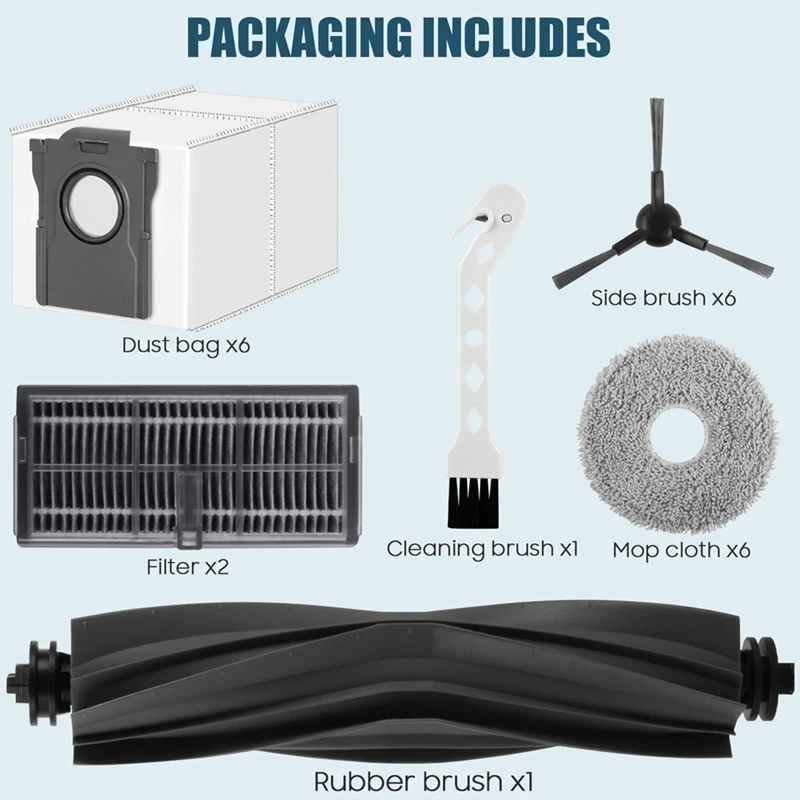 ABBK-ملحقات لـ Dreame L10s Pro Ultra Heat / X30 Ultra Robot Vacuum Cleaner، الفرشاة الرئيسية، أكياس الغبار، المناديل، المرشحات