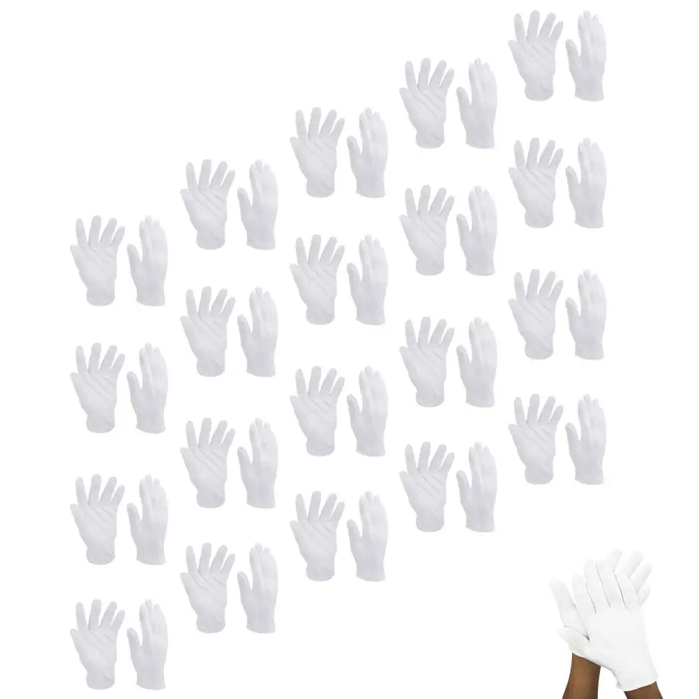 

16Pairs Elastic Cotton Gloves White Jewelry Cotton Mitts Washable Comfortable Long-Lasting Protective Hand Glove for Delicate