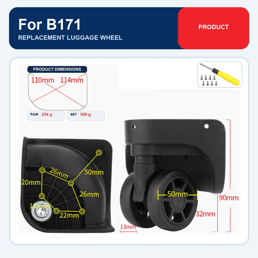 Black Replacement Luggage Wheel For LBJ B171 For LBJ LJ 171 For LBJ DL-A169 Silent Caster Repair Part