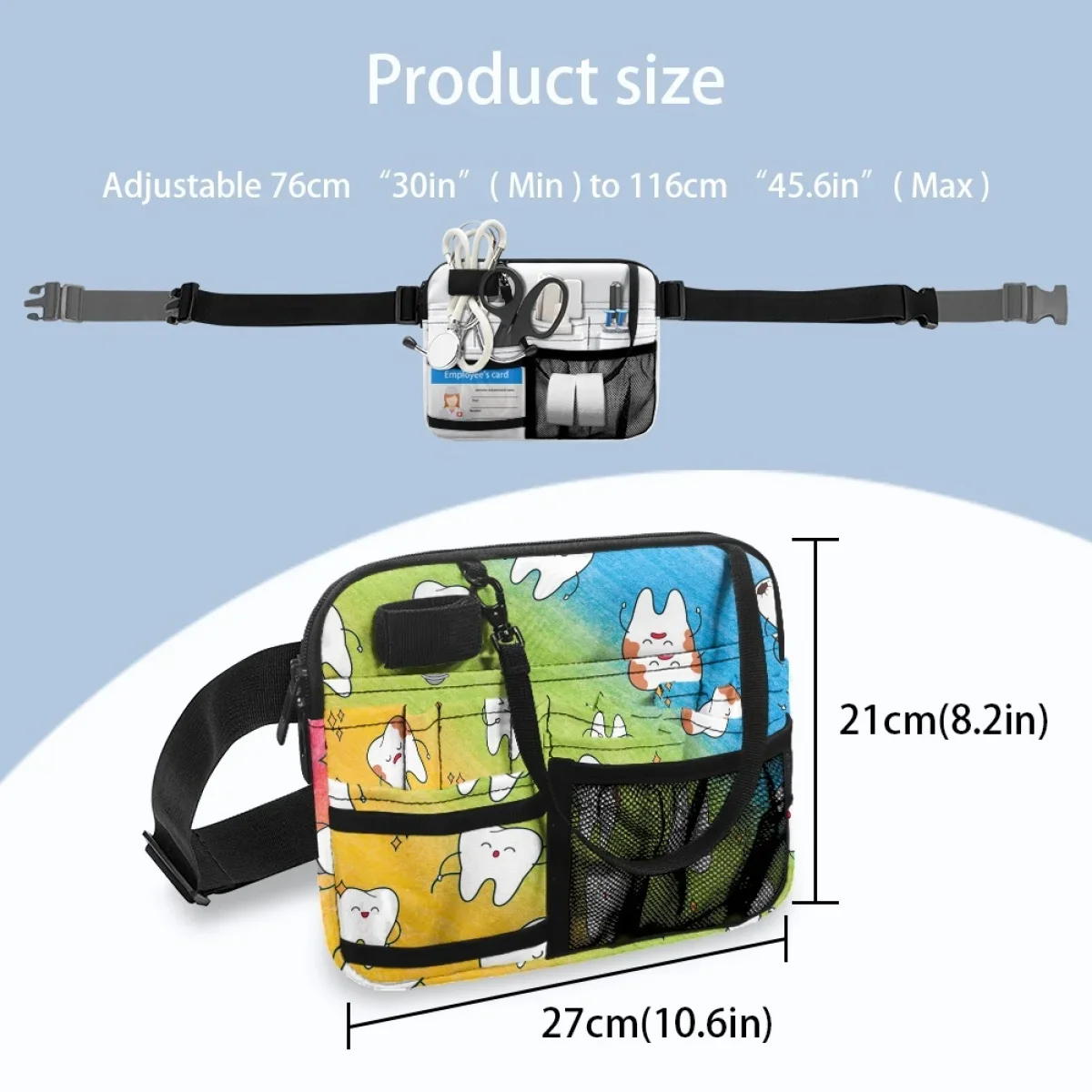 Cartoon bunte Zahn Zahnarzt Designer Gürtel tasche Multi-Fach medizinische Gürtel taschen für Stethoskope Bandage Schere weiblich