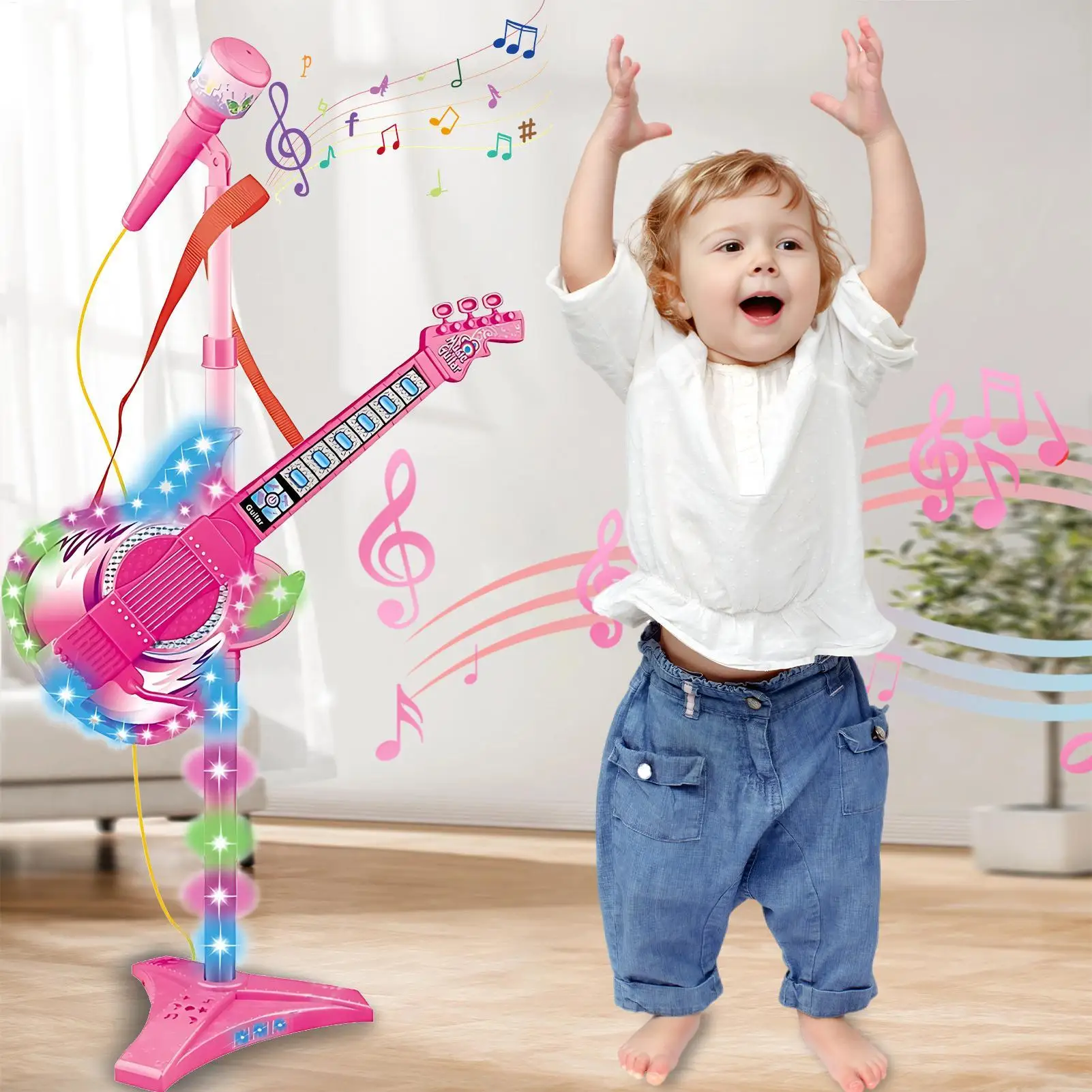 Colorful Kids Guitar Toy with Microphone Set Colorful Kids Guitar Toy with Microphone Set - Image 3