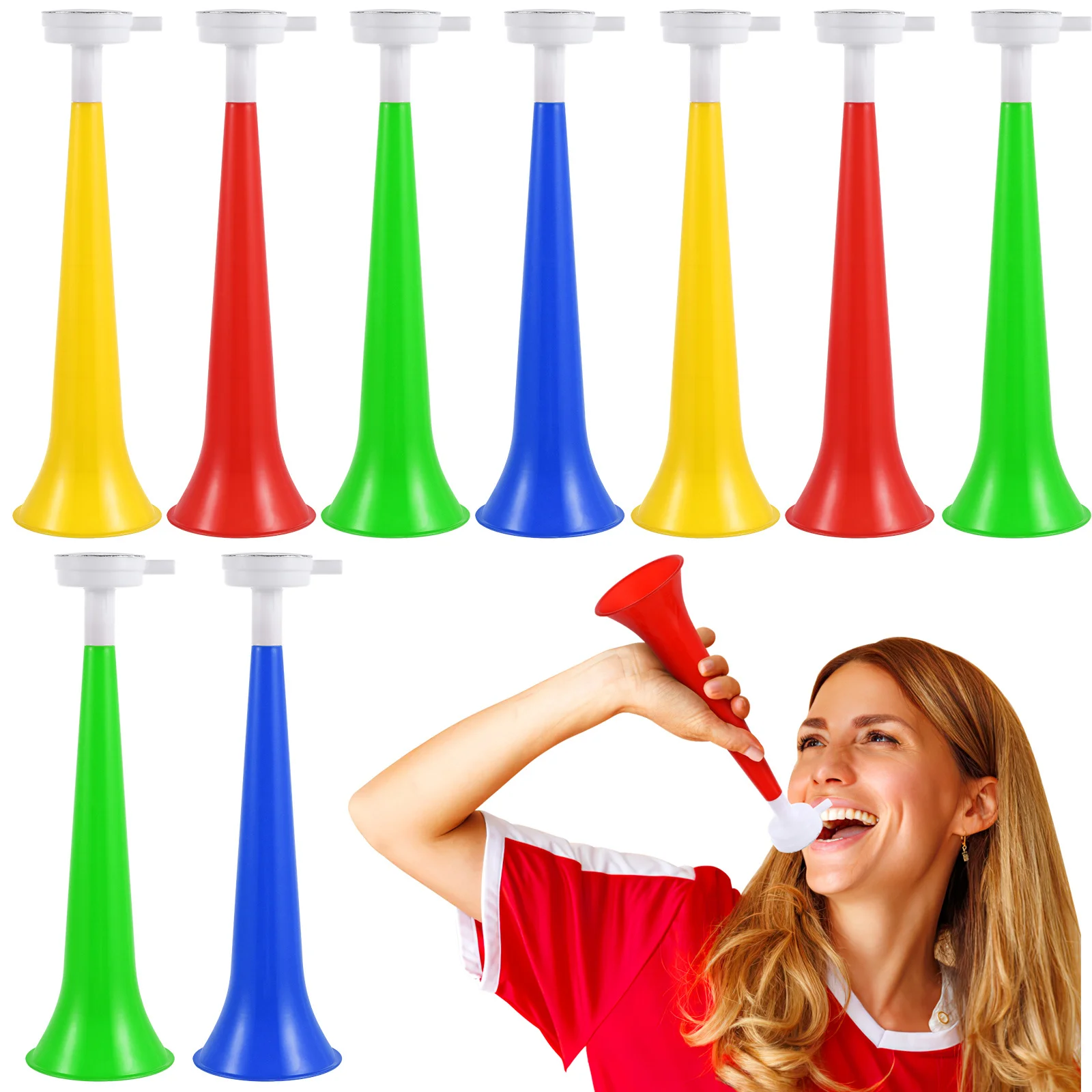 10Pcs Colorful Plastic Horn Trumpet for Kids Entertainment and Music Development Ideal Cheering Prop for Sports Match Concert - view 5