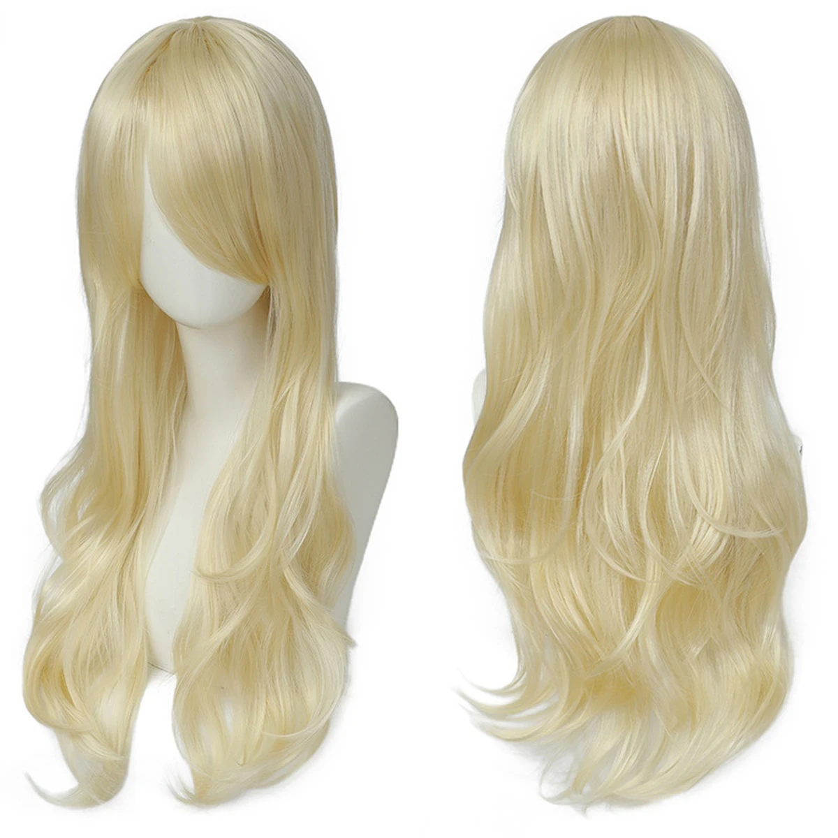 Synthetic Hair Dark Coffee Brown Long Wavy Cosplay Wig 70cm Side Fringe Wig for Girls Anime Role Play Carnival Photo Shoot