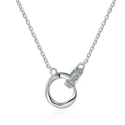 S925 Sterling Silver Full Diamond Zircon Simple Möbius Loop Clavicle Chain Women's Necklace Holiday Jewelry Gift