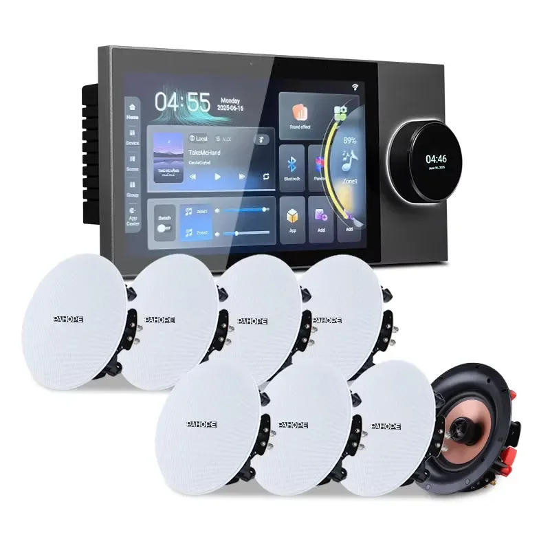 for Tuya Zigbee Google Play Smart Home Background Music System Two Zones Playback Home Theater 8-channel Speakers