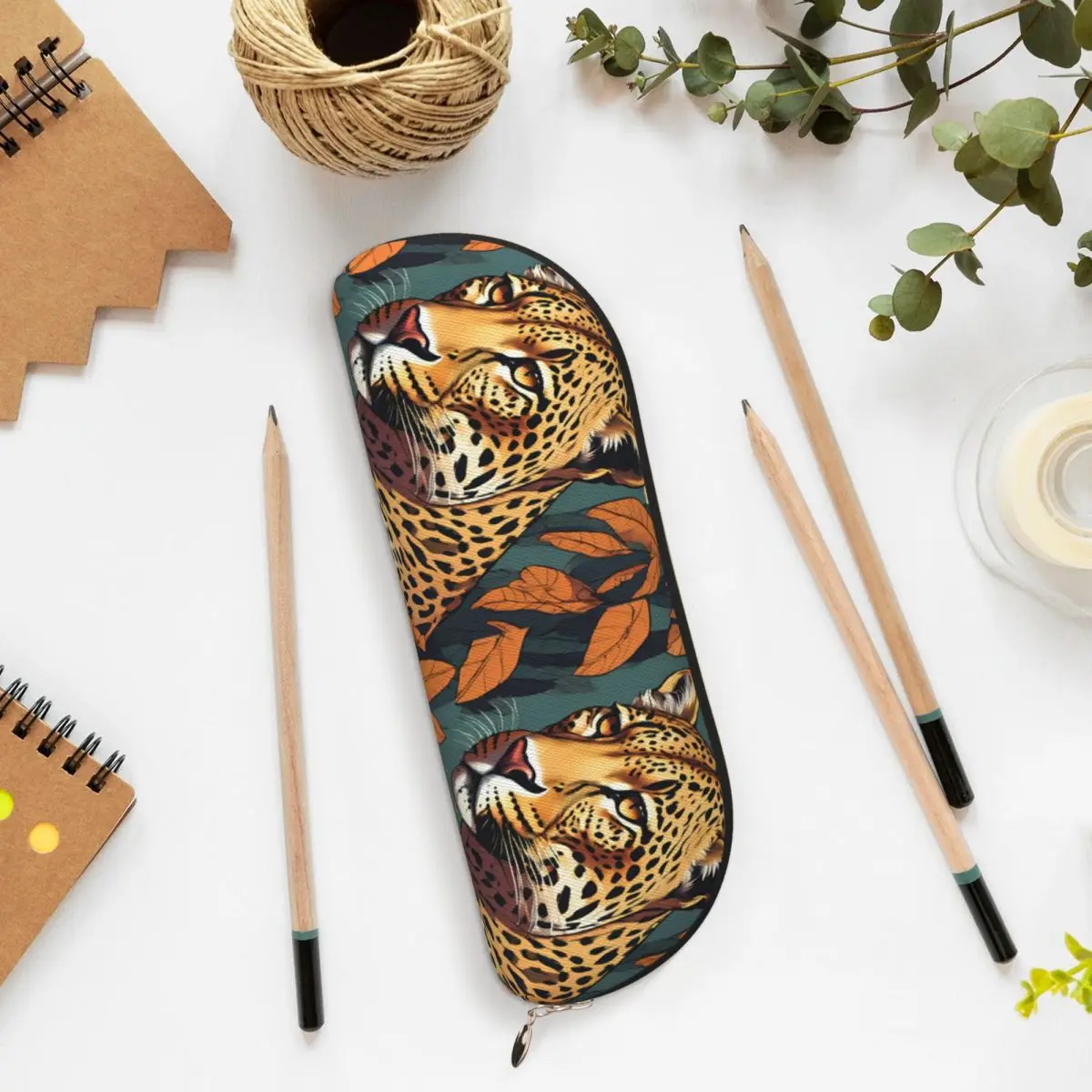 

Leopard In Forrest Pencil Case Pen Holder Storage Stationery Supplies Large Capacity Pen Box Pencil Bag for Studen School
