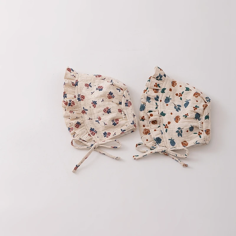 

Baby Girl Hats Cute Floral Print Newborn Princess Headkerchief Spring Autumn Infant Beanies Baby Accessories for 3-20 Month