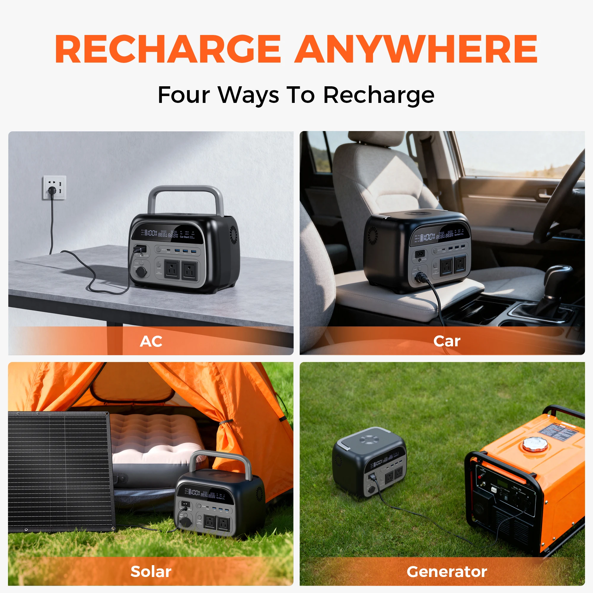 CTOLITY AP400 346Wh 500W مولد الطاقة الشمسية محطة الطاقة المحمولة UPS LiFePO4 بطارية لاسلكية 150W شحن فائق السرعة 3000 + دورة