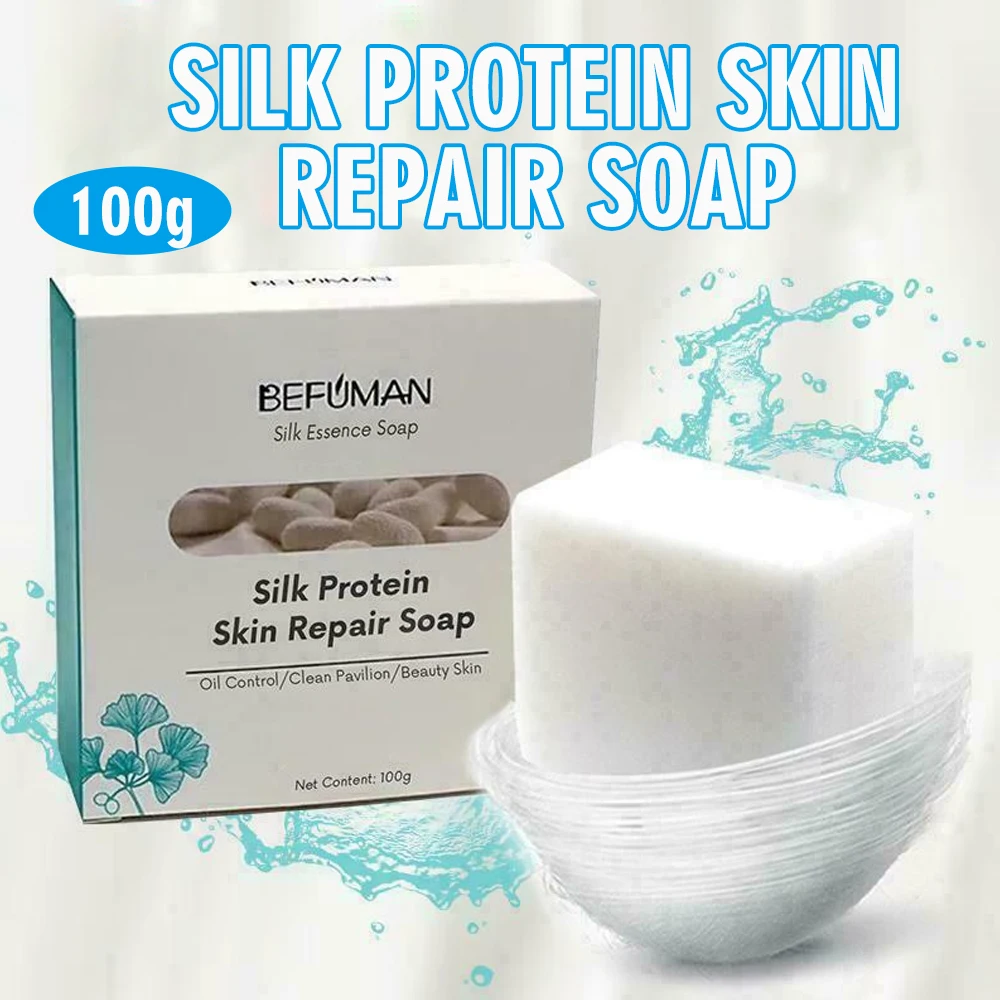 100g Silk Protein Haut Reparatur Seife Natürliche Ziege Milch Reinigung Seife Bar Handgemachte Silk Protein Schaum Waschen Bad Haut pflege Seife