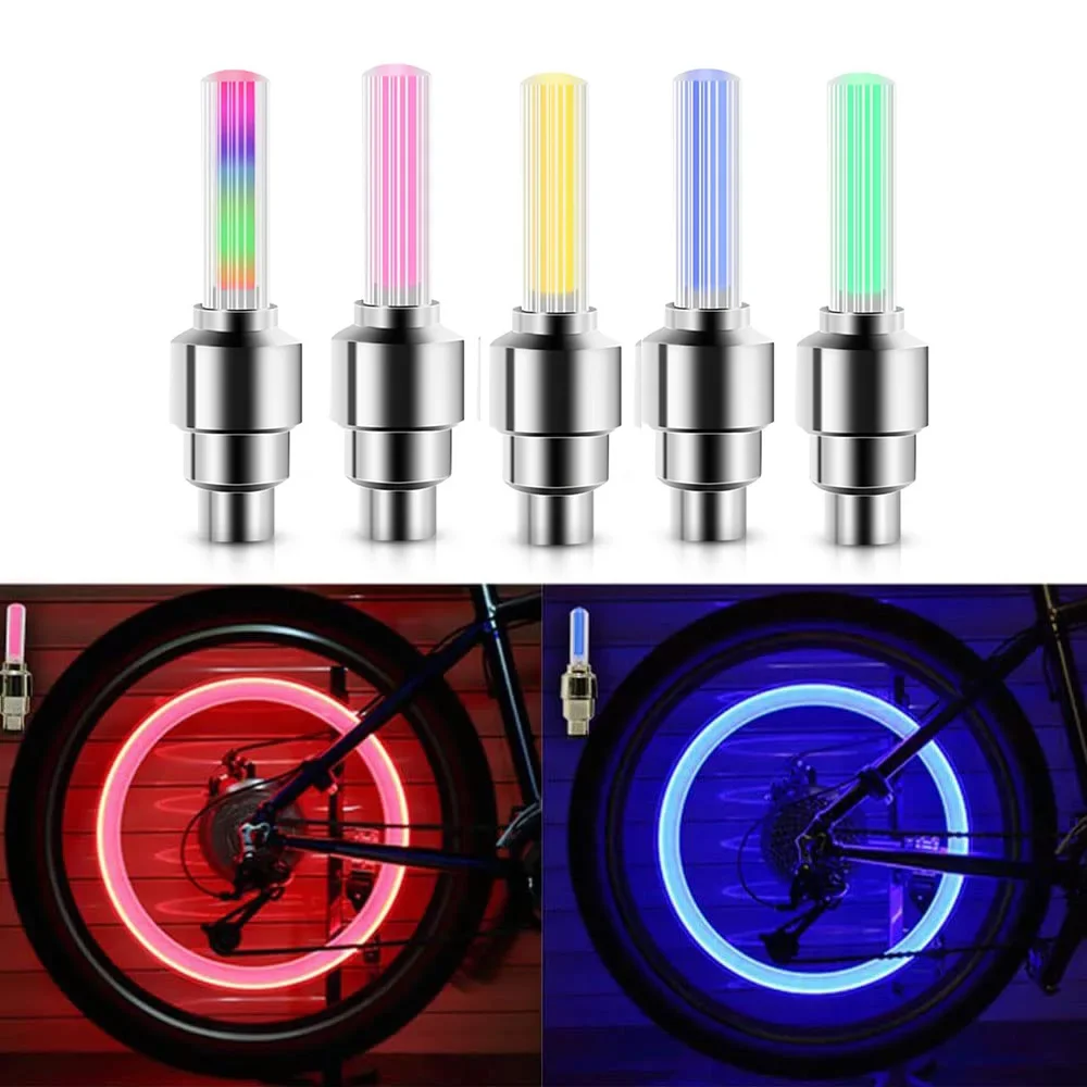 2 قطعة دراجة LED صغيرة الضوء الخلفي الجبلية عجلة الإطارات فوهة صمام قبعات مصباح رائجة البيع النيون الدراجة تكلم ضوء الدراجات تحذير رئيس الخلفية