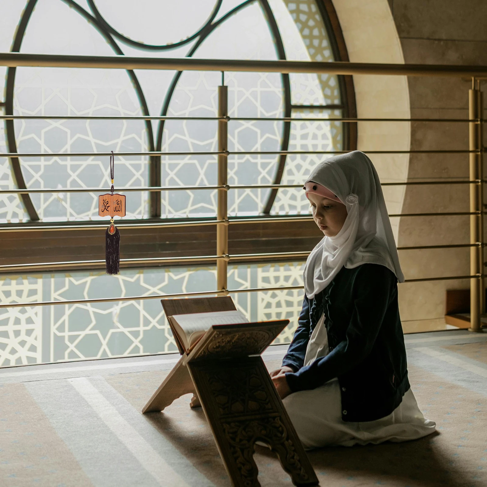 

1Pcs Wooden Islamic Hanging Ornament Premium Sturdy Eid Tassel Pendant Decorative for Car Rearview Home Party Corban Eid Hanging