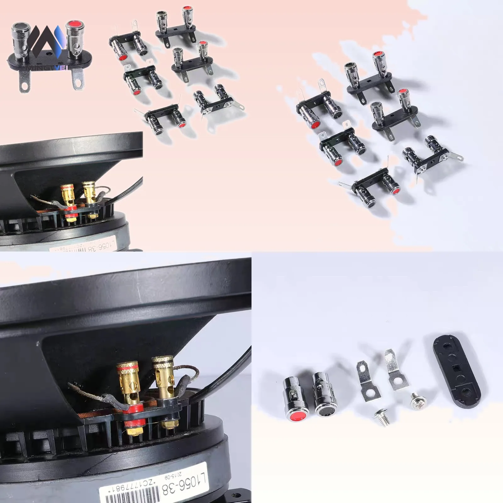 MW Audio 4pcs 2 Way Input Push Spring Speaker Terminal Binding Post Replacement for DIY Home Car Speaker and Subwoofer Box