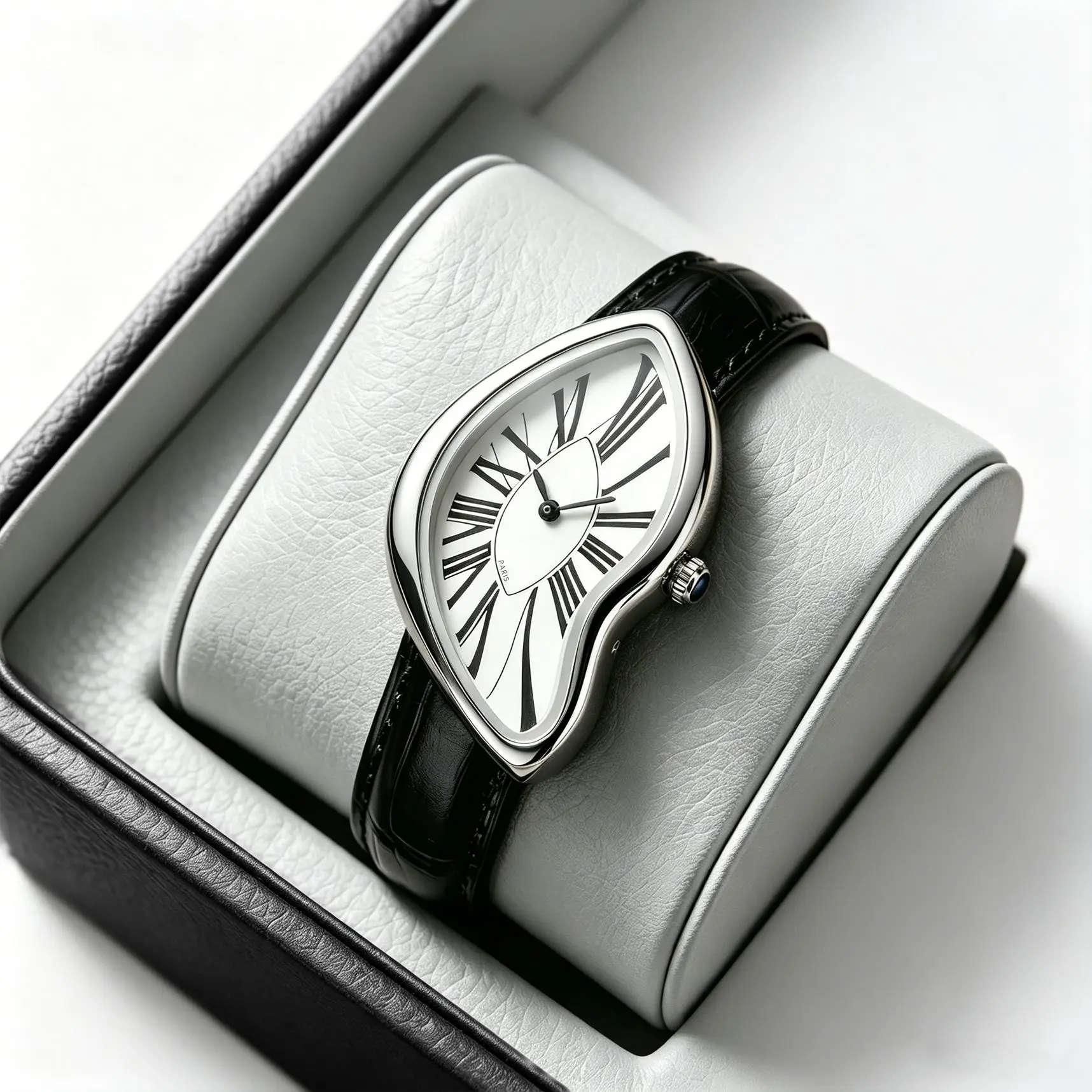 Hot Sell Alien Y2k Dial Twisted Case Cutout Leather Quartz Watch Mens Special Ellipse Creative Fashion Unique Men Watch Clock