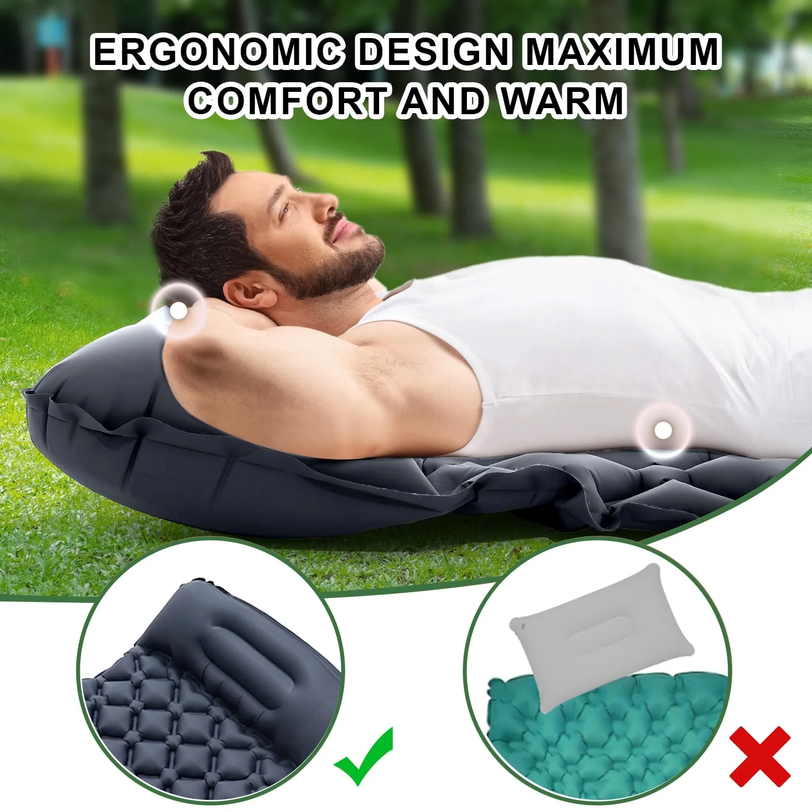 Camping Mat Self Inflatable Mattress Inflating Pad Outdoor Air Cushion Bed Climbing Hiking Sleeping Pads Built-in Air Pump