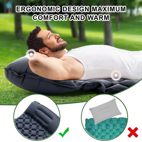 Imagen 2 del producto Colchoneta de Camping, colchón autoinflable, almohadilla inflada, cojín de aire para exteriores, cama, escalada, senderismo, almohadillas para dormir, bomba de aire integrada