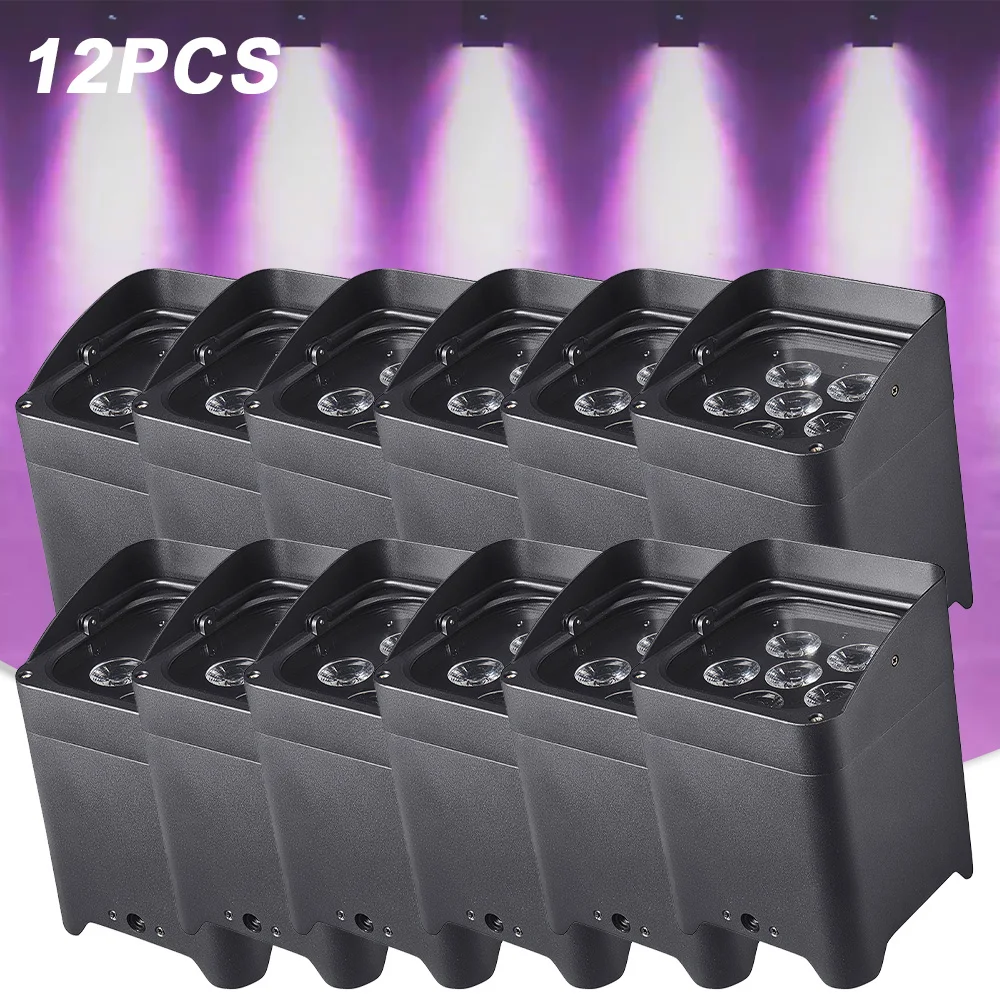 16PCS 6x18W RGBWA UV LED Washing Strobe Effect Waterproof IP65 Battery Wifi DMX512 Mobile Dj Disco Outdoor Party Stage Lighting