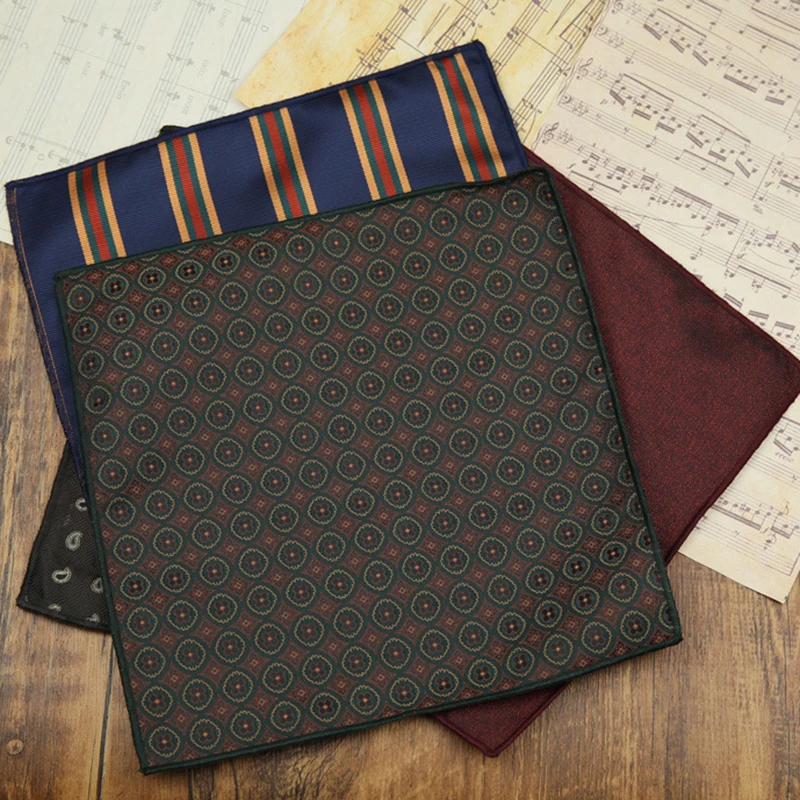 Classic Striped Pocket Square, Green Dots Design