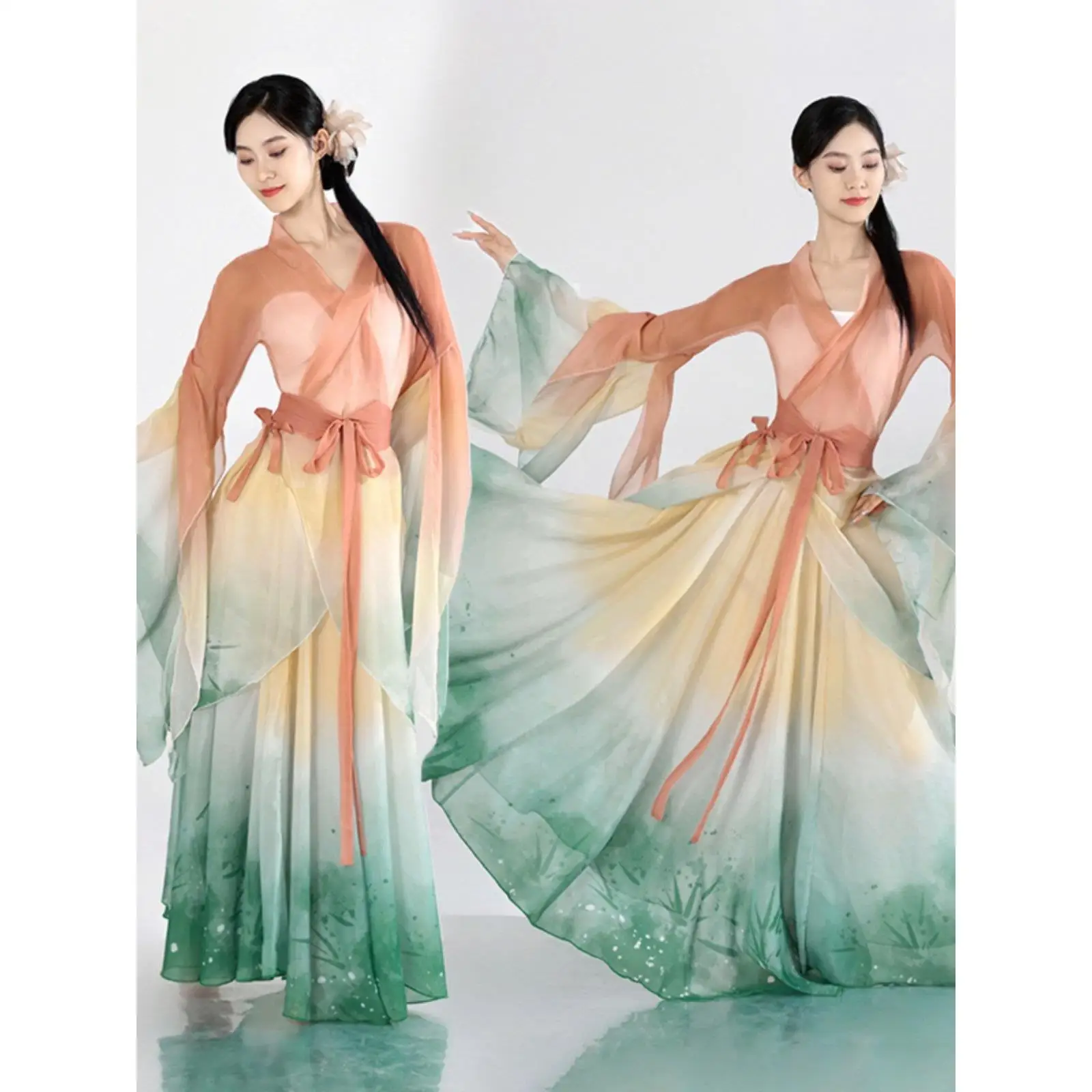 ele-adual-color-dance-costume-women's-flowing-svel-awl-classical-performance-clothing-ethereal-silk-gown