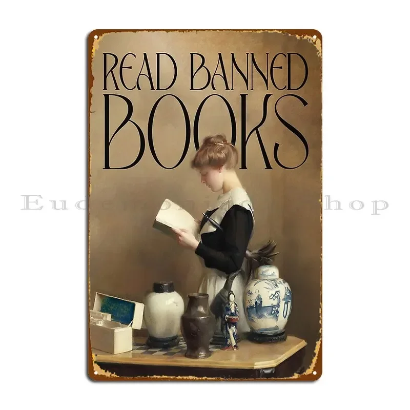 Read Banned Books Altered Classic Art Metal Sign Wall Mural Personalized Cinema Wall Decor Club Tin Sign Poster