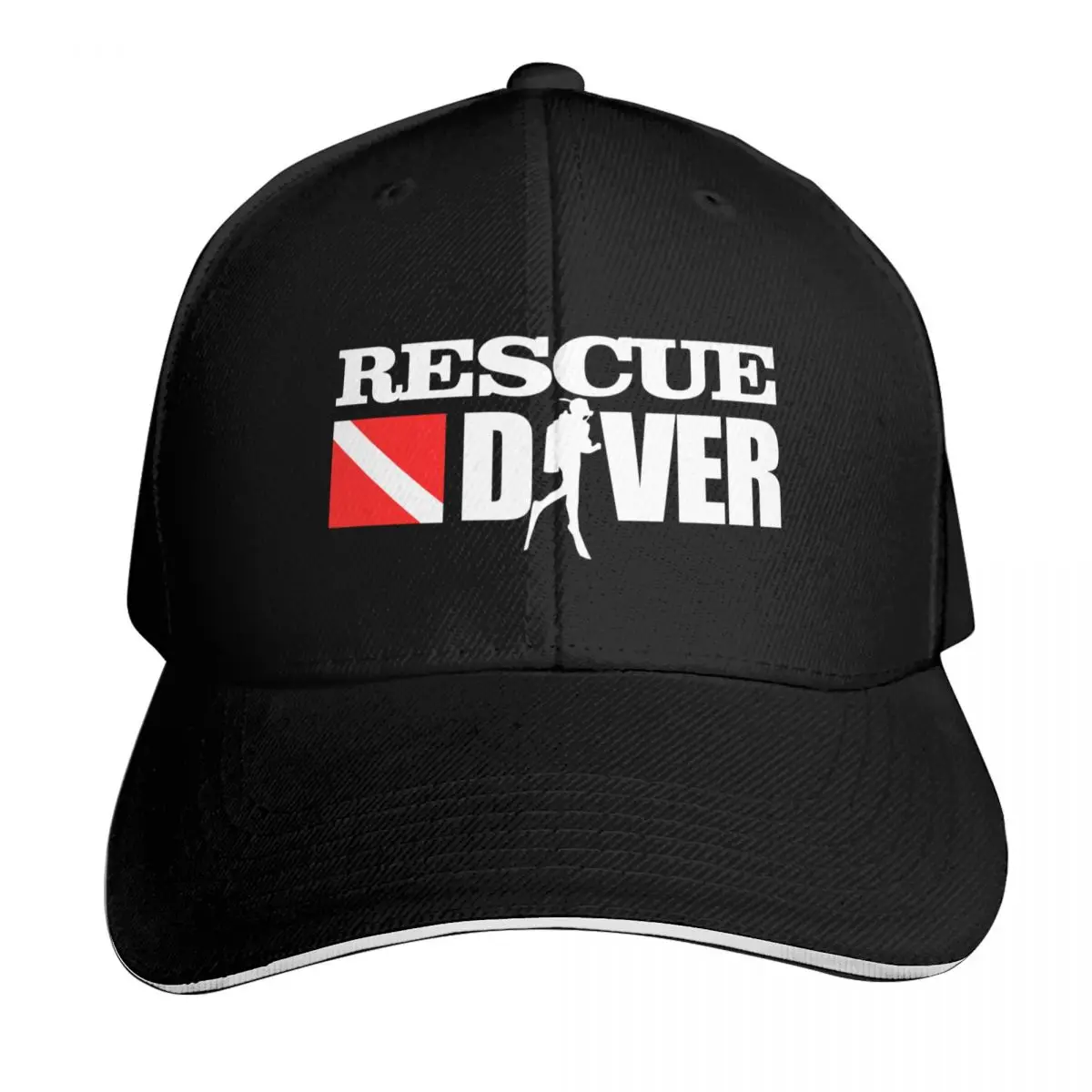 Rescue Diver Baseball Cap Breathable Mesh Back Adjustable Buckle Closure Moisture Wicking Quick Dry