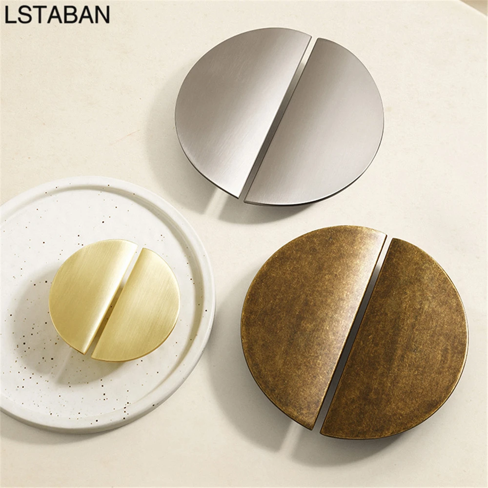 New Chinese Style Semi-circular Cabinet Door Handle Antique Bronze Pair of Round Drawer Pull Wardrobe Kitchen Cabinet Door Knobs