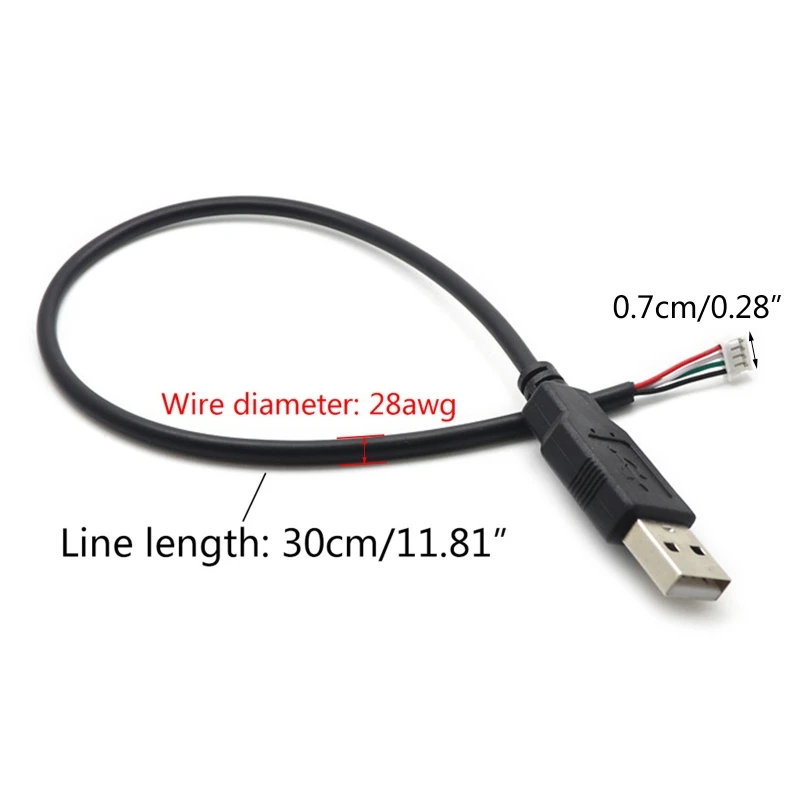 High-quality Copper Core  PH2.0 Female to USB 2.0 Male to 4 pin Data Cable High Transmission 30cm/12 Inch PVC+Brass