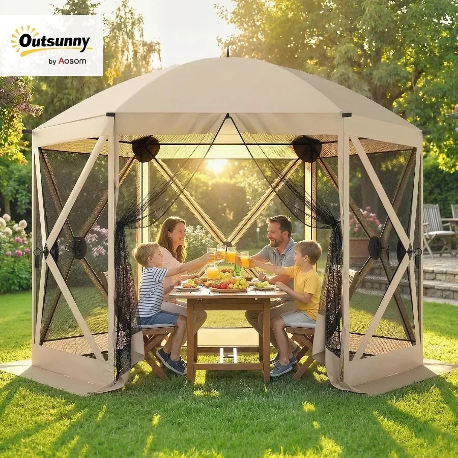 10 x 11 Feet Pop Up Gazebo Screen Tent, Instant Camping Canopy