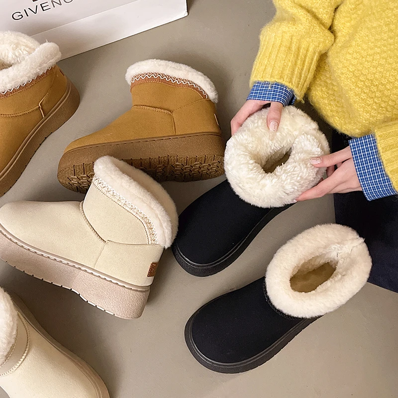 

Winter New Women's Warm and Cold Snow Boots Casual Fashion Joker Casual Flat Bottom Comfortable Short Boots High-top Shoes.