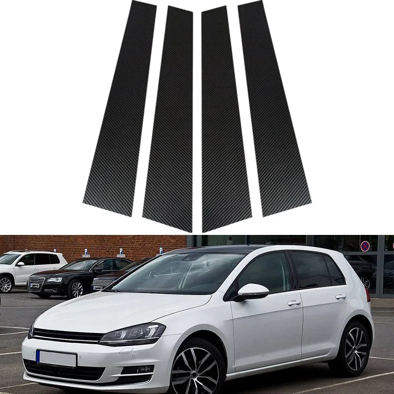 6Pcs/set Self Adhesive Carbon Fiber Car Pillar Post Trim Automotive Window Sticker Covers Fit For VW Golf MK7 2013-2020(Europe)
