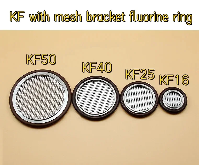 1 Pc  KF16-KF50 center o-ring, 304 stainless steel, with mesh O-ring support fluorine ring, used for vacuum pipe flange joints