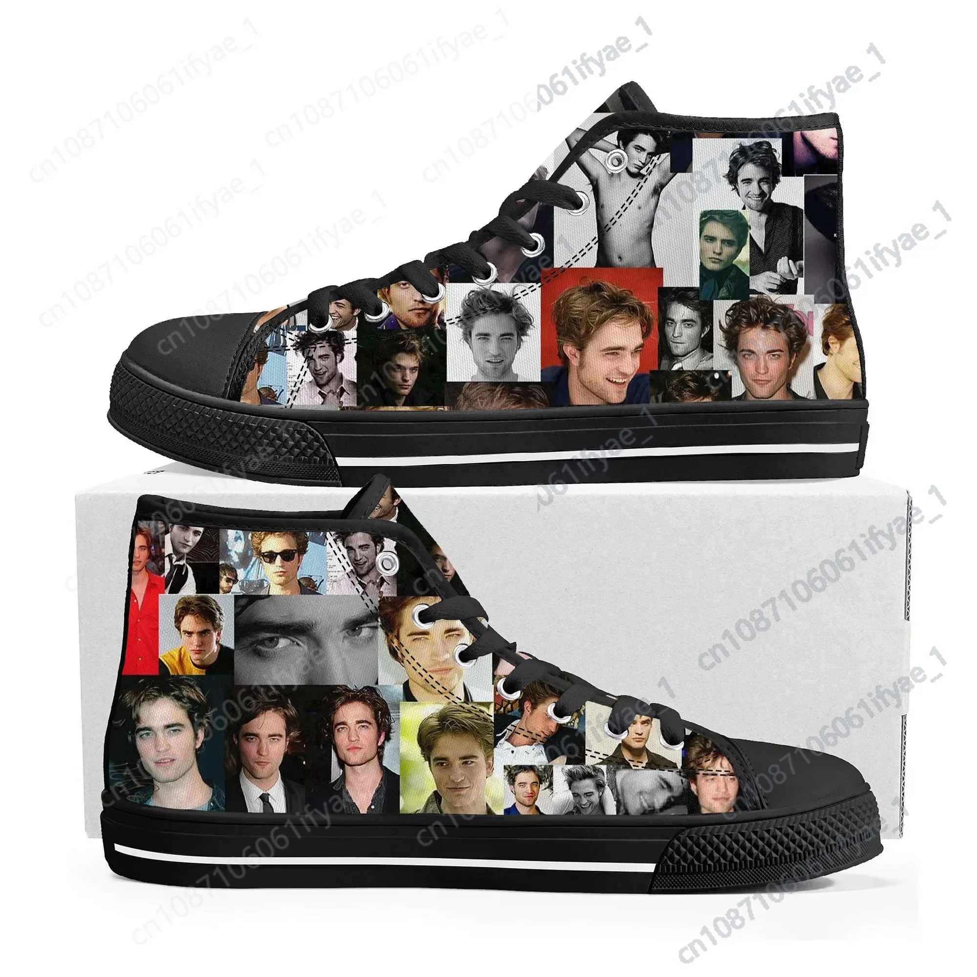 Robert Pattinson High Top hochwertige Turnschuhe Herren Damen Teenager Leinwand Sneaker lässig maßge schneiderte Schuhe anpassen DIY Schuh