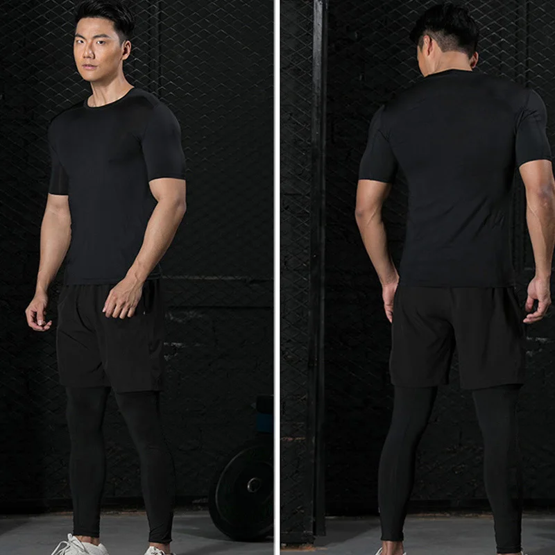 Men's tight fitting shirts, summer short sleeved T-shirts, fitness T-shirts, training, fitness, running, underwear, sportswear