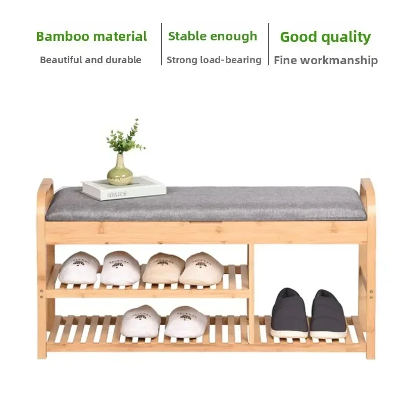 Multi-functional New Door shoe changing stool linen fabric board type home strip multi-functional storage shoe changing stool