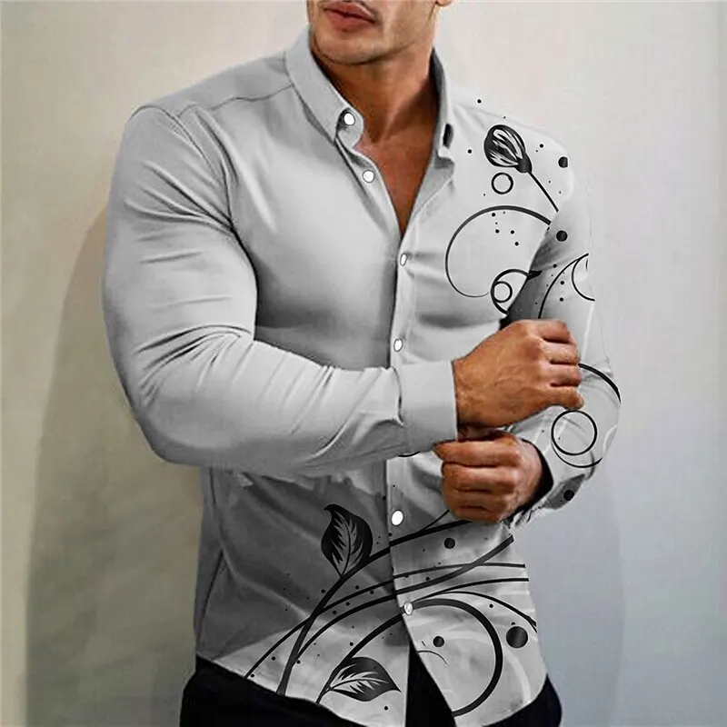 Camisa informal con estampado de flores para hombre, Top de manga larga de gran tamaño con botones, Material suave y saludable, nueva moda, Primavera