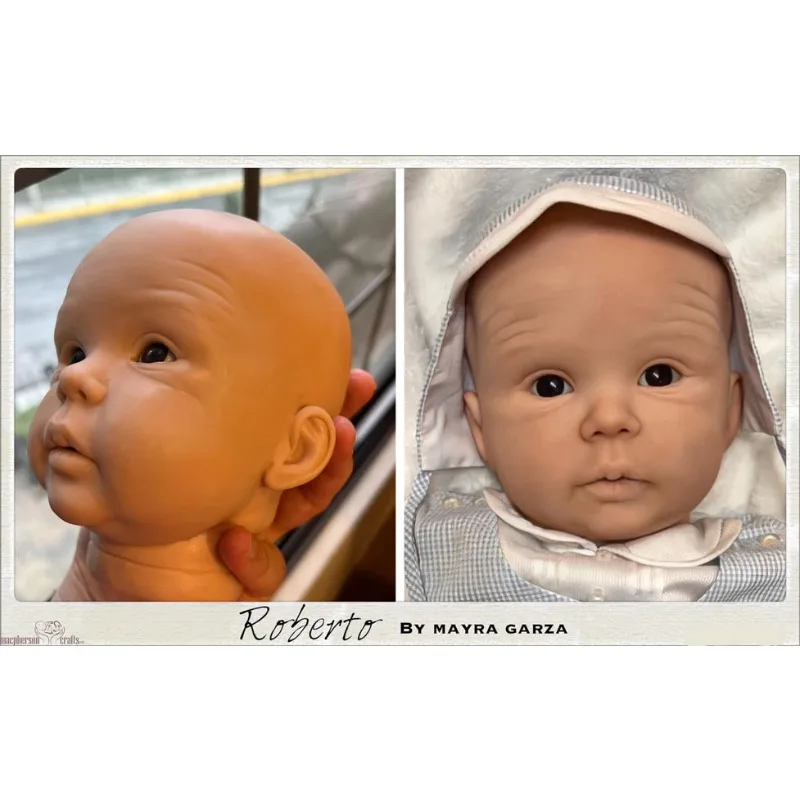 NPK 19Inch Unfinished Unpaited  Fresh Color DIY Dolls Parts Reborn Roberto with Cloth Body Random Eyes Blank Kit