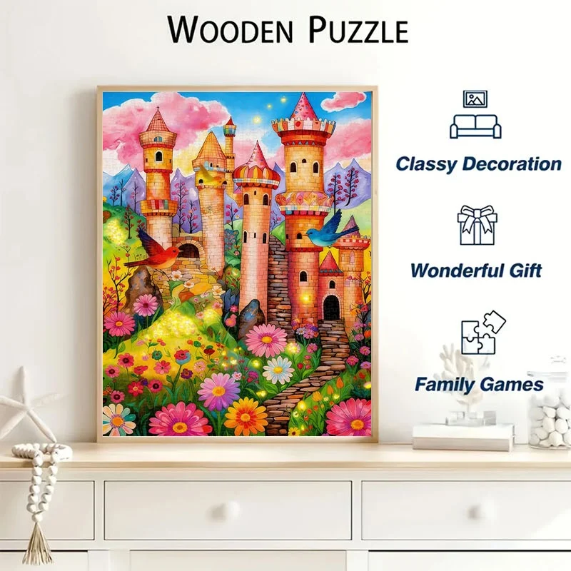 1000pcs Fairy-Tale Castle Puzzle Suitable for Adults, Couples, Families - Challenging DIY Castle Building with Vibrant Dreamy
