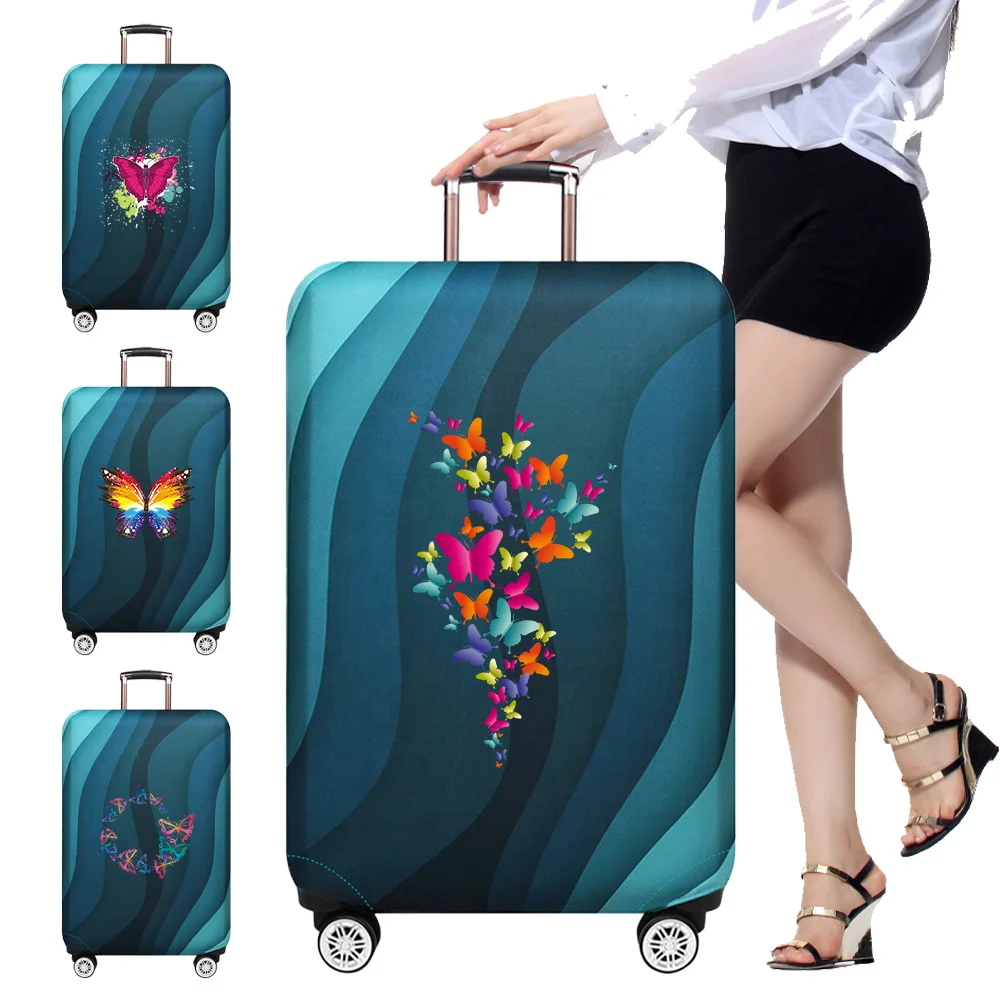 

Luggage Cover Dust Cover 18-32inch Trolley Box Suitable Thick Elastic Protective Case Reusable Butterfly Series Washable