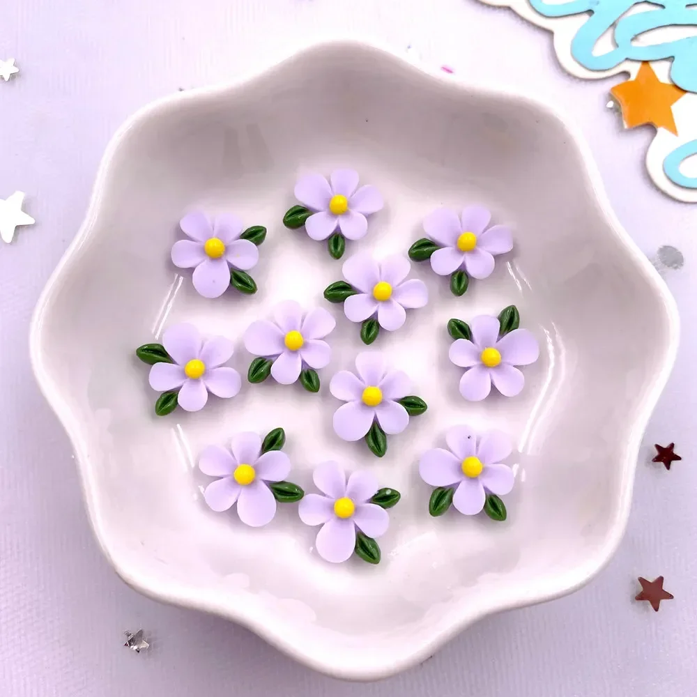 50pcs Resin Colorful 3D Cute Leaf Flower Flat back Rhinestone Scrapbook DIY Wedding Applique Decor Jewelry Accessories Crafts S1