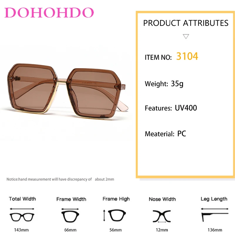 DOHOHDO-نظارات شمسية مضلع فاخرة للرجال والنساء ، نظارات شمسية كبيرة الحجم ، نظارات ريترو للجنسين ، ظلال مربعة ، موضة جديدة ، UV400